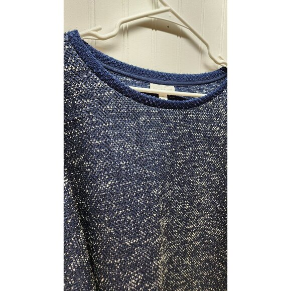 Charter Club Navy Blue Textured Sweater With Bow-Tied Sleeves & Gold Grommet Acc - Picture 5 of 11